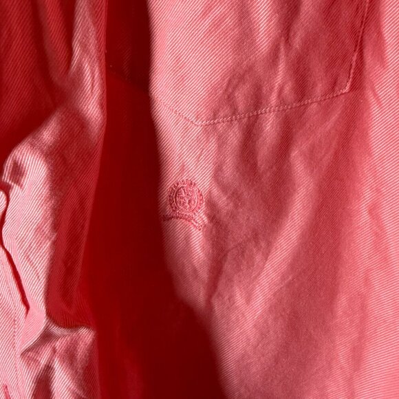 Tommy Hilfiger Button Down Long Sleeve Shirt Pink/Coral White Sz XL - Picture 5 of 10